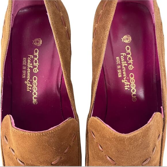 Andre Assous Featherweight Brown Suede Square Toed Shoes Size 7 - Picture 7 of 9